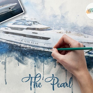 Seemann Geschenk, Aquarell Segelboot Portrait vom Foto, Boot Liebhaber Geschenk, Segelboot, Segelboot Geschenke, Segelboot Kunst, Segelboot Malerei, Leinwand