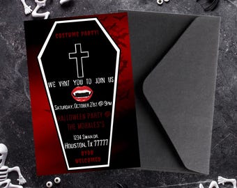 Vampire Halloween Costume Party Invitation (Digital Download)