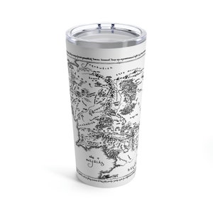Vaso de mapa de la Tierra Media 20oz / Regalo del Señor de los Anillos / Café LOTR / Vaso del Señor de los Anillos