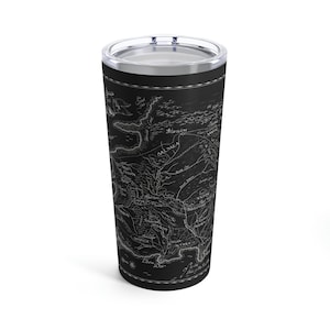 Rueda del tiempo Mapa Vaso 20oz / Rueda del tiempo en blanco y negro Regalo / Café