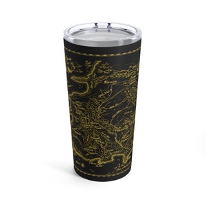 Vaso con mapa de la Rueda del Tiempo de 20 oz / Negro y dorado Regalo de la Rueda del Tiempo / Café