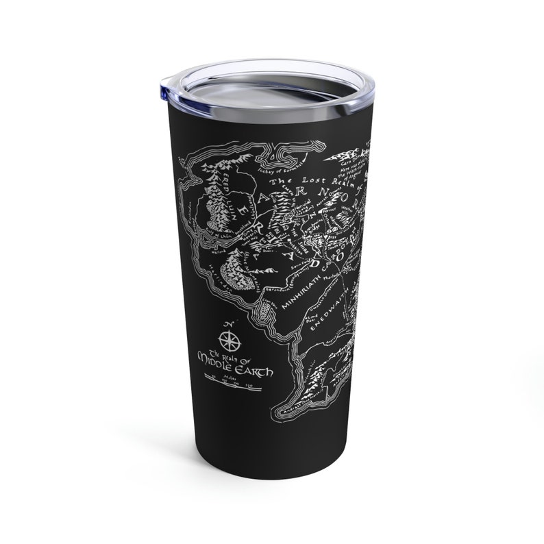 Middle Earth Map Tumbler 20oz Black Lord of the Rings Gift LOTR Coffee ...