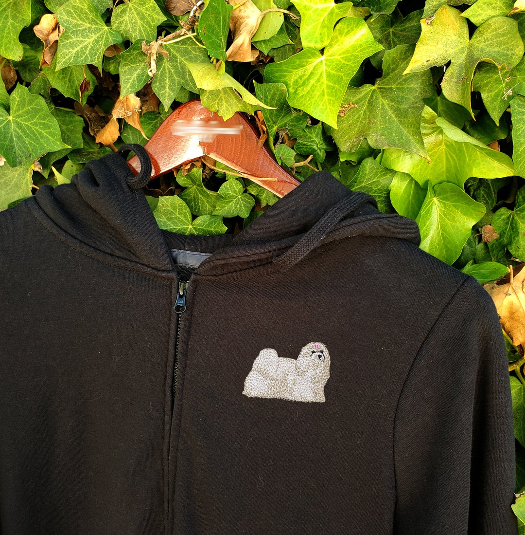 Maltese Dog Embroidered Woman Zip Hoodie Jacket Etsy
