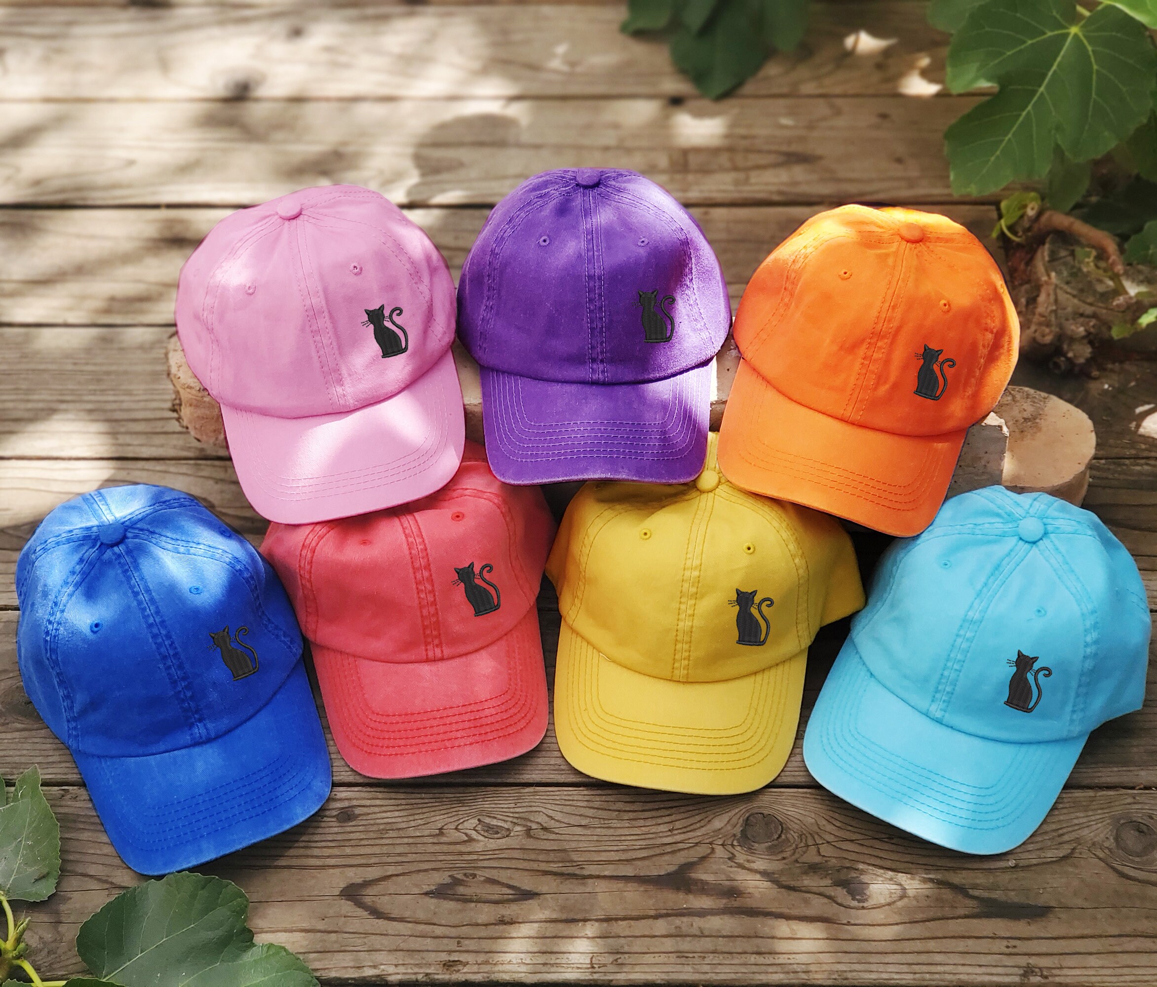 Black Cat Embroidered Dad Hat Cat Lover 
