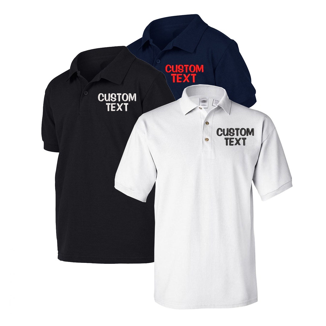 Custom Text Embroidered Polo Shirt, Monogrammed Polo Shirt, Custom Make
