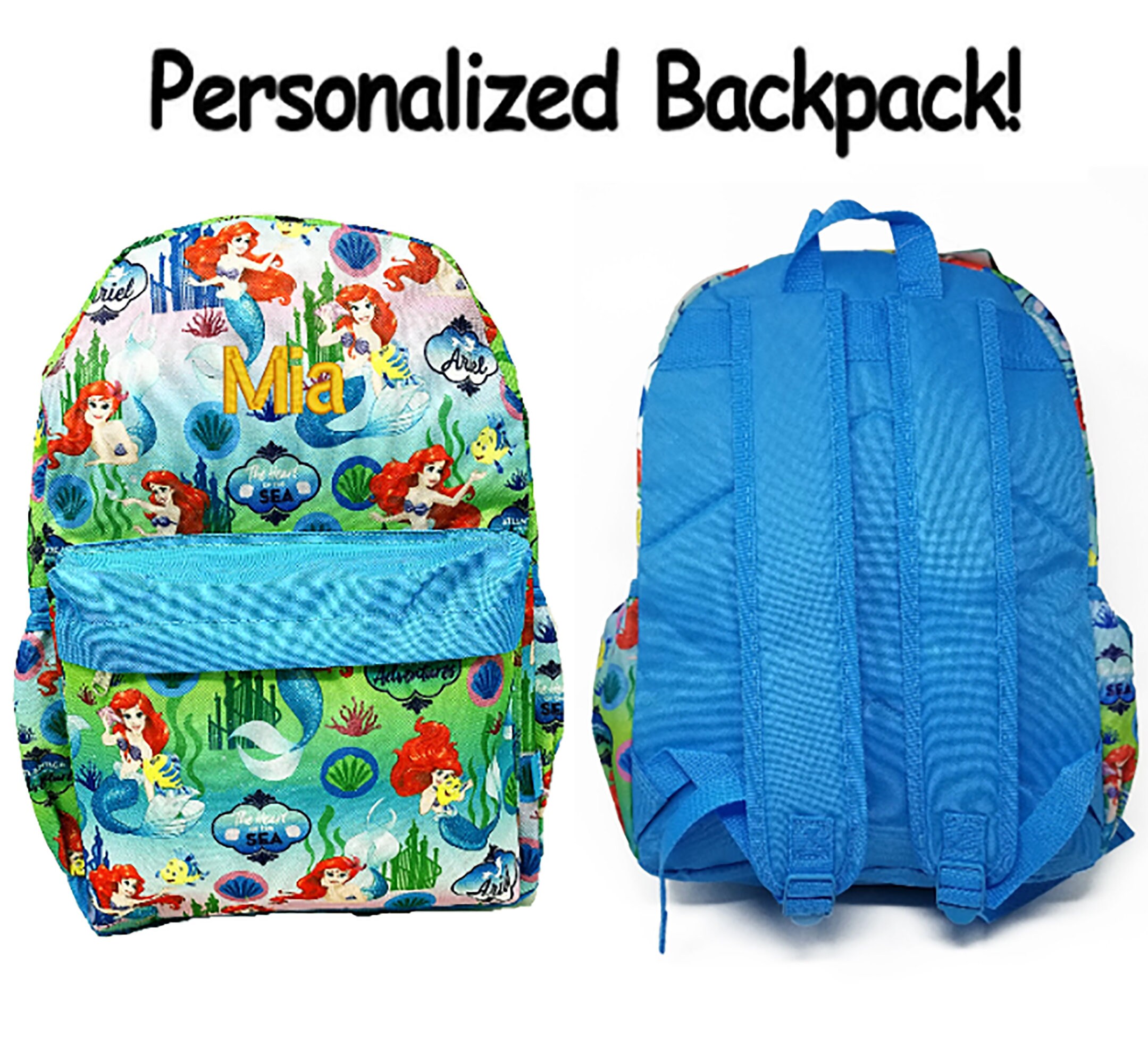 The Little Mermaid Ariel Disney Princess Bag School , Personalized