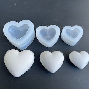 Moule - Forme de coeur 3 tailles. Pierre en béton facile à fabriquer à l'aide d'un moule en silicone en forme de coeur, moule coeur bricolage, moule en silicone en résine époxy