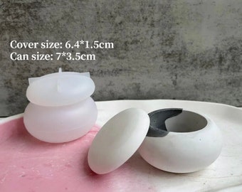 Concrete tea light candle holder mould with lid . Silicone Mold, DIY cement  Mold, Epoxy Resin Mold  Silicone Mold, candle mold, mould