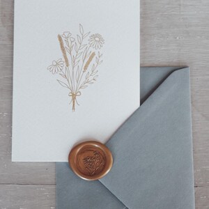 Paquet de 6 - Carte de vœux Design en feuille d’or avec enveloppes et sceaux de cire