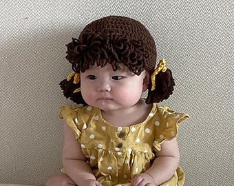 Baby Girl Costume, Cabbage Patch Hat, Halloween Costume, Christmas Gift, Baby Wig Hat, Baby Clothes, Crochet Hat, BBH1