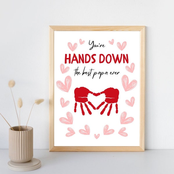 Best Papa Hands Down Hand Print Printable | Children's Father's Day Craft | DIY Personalized Gift for Papa | Instant Download