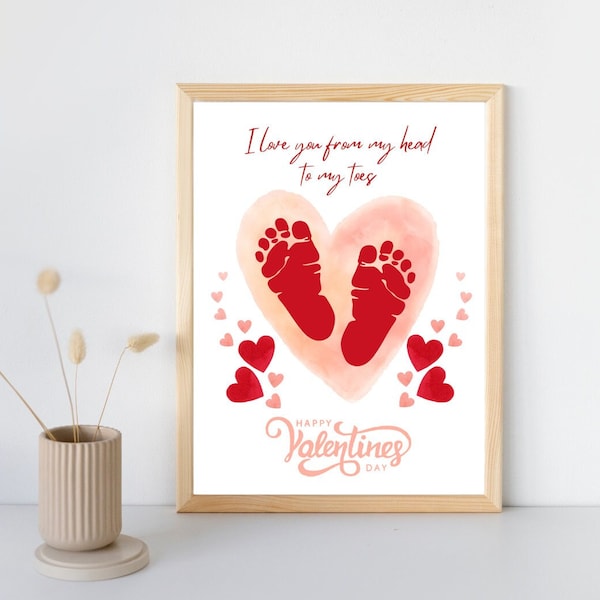 Love You From My Head to My Toes Baby Foot Print Printable | Baby Keepsake | Baby Valentines Day Craft | DIY Valentine | Instant Download