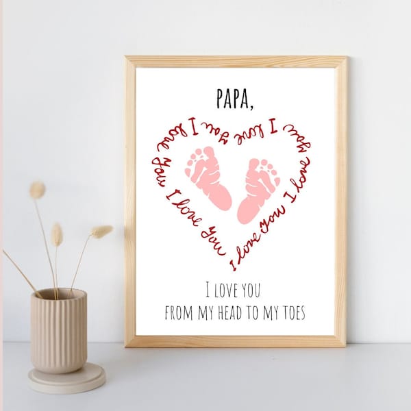 Papa I love You From My Head to My Toes Foot Print Printable | Children's Father's Day Craft | DIY Personalized Gift for Papa