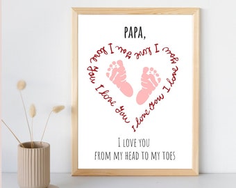 Papa I love You From My Head to My Toes Foot Print Printable | Children&#39;s Father&#39;s Day Craft | DIY Personalized Gift for Papa