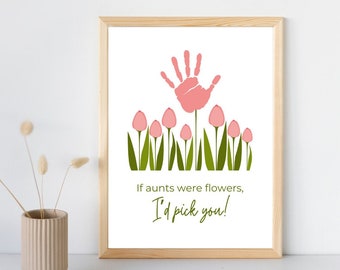 If Aunts Were Flowers I&#39;d Pick You | Handprint Printable | DIY Mother&#39;s Day Card | Birthday Card for Aunt | Instant Download