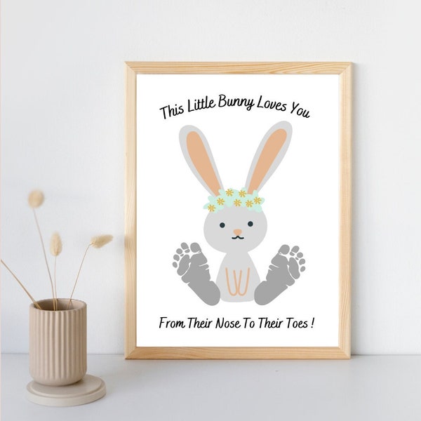 This Little Bunny Loves You From Their Nose To Their Toes Baby Footprint Printable | DIY Children's Easter Craft | Instant Download