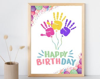 Birthday Handprint Balloon Art: DIY Keepsake Gift (PDF)