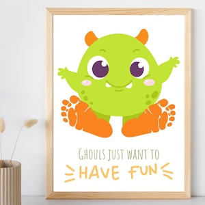 Halloween Baby Footprint Art: Ghouls Just Want to Have Fun Keepsake (PDF Downloadable File)