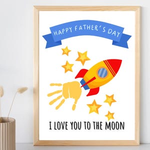 Ti amo fino alla luna, impronta della mano per la festa del papà, stampabile / lavoretto per bambini / regalo personalizzato fai da te per lui / ricordo del bambino