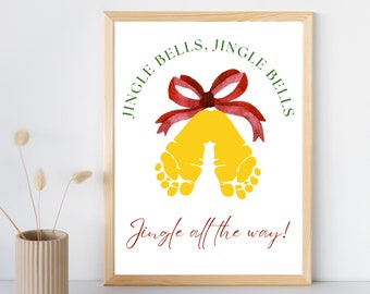 Jingle Bells Christmas Footprint Art Printable | DIY Baby Keepsake | Instant Download | Kids Winter Activity | Christmas Presents