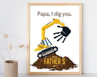 Papa, I Dig You Hand Print Printable | Children&#39;s Father&#39;s Day Craft | DIY Personalized Gift for Papa | Children&#39;s Finger Paint Gift