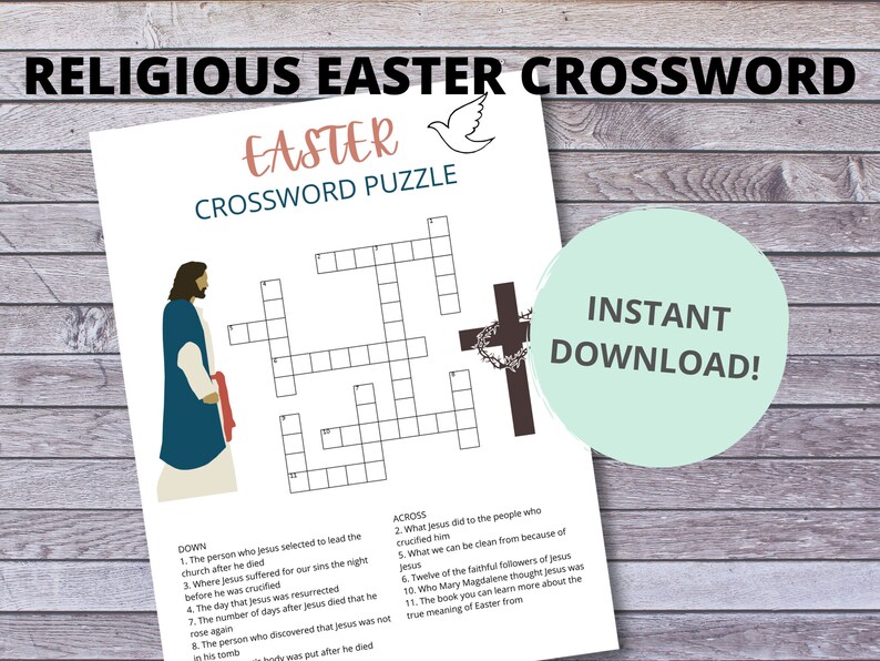 Easy Religious Easter Crossword Puzzle printable Easter Activity Family