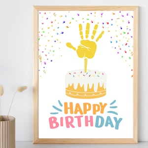 Alles Gute zum Geburtstag Handabdruck Andenken Printable | DIY Handabdruck Geburtstagskuchen | Sofortdownload | Babys erster Geburtstag | Geburtstagsdekorationen