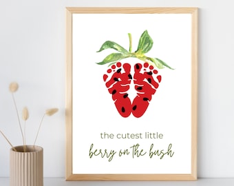 Strawberry Footprint Art: Baby/Toddler Keepsake Gift (PDF Printable)