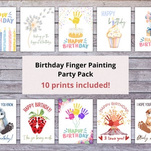 Geburtstags-Baby-Fingermalerei-Party-Pack | Personalisierte Geburtstagsgeschenke | Finger Paint Geburtstagskarten | Kinder Kunsthandwerk | Baby Andenken