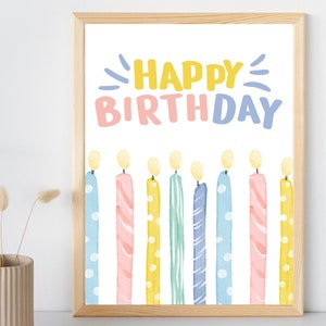 Feliz cumpleaños recuerdo de huellas dactilares imprimible / DIY velas de cumpleaños de huellas dactilares / tarjeta de cumpleaños de niño / decoraciones de cumpleaños