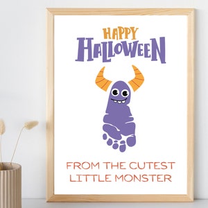 The Cutest Little Monster Baby Foot Print Printable | DIY Halloween Baby Keepsake Craft | Fall Activity | Nursery Decor