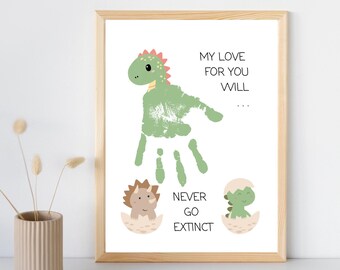 My Love Will Never Go Extinct Hand Print Printable | Baby Keepsake | Baby Valentines Day Craft | DIY Valentine | Instant Download