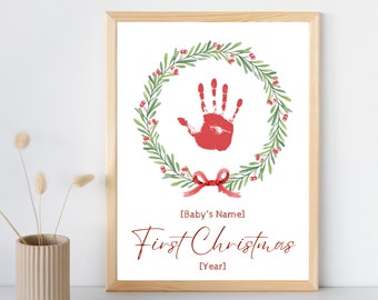 Baby&#39;s First Christmas Handprint Art: Wreath Keepsake (DIY Printable)