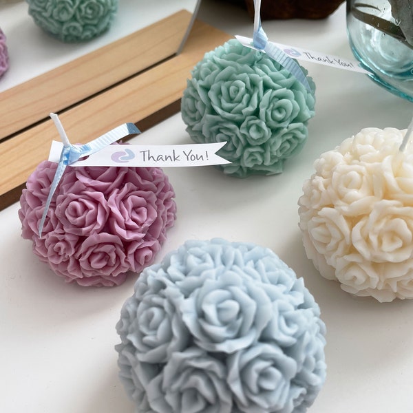Wedding Candle Rose, Rose Candle, Rose Ball Shaped Candle, Rose Sculpture Candle, Candle for Wedding, Gift for Her, Anniversary Gift