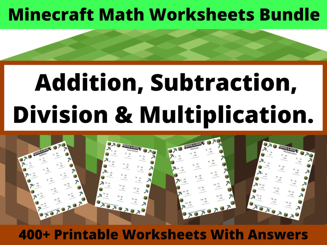 minecraft-math-worksheets-bundle-400-pages-of-math-worksheets-etsy-uk