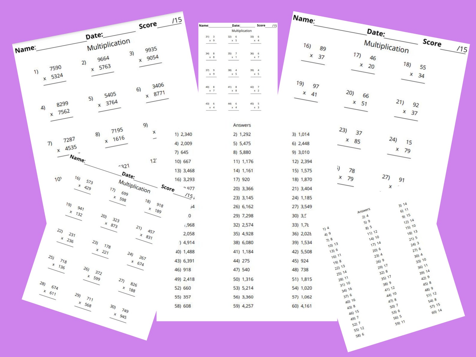 Math Multiplication Worksheets, 400 Practice Math Worksheets With ...