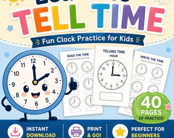 Hojas de ejercicios para aprender a decir la hora: práctica con relojes analógicos para niños (PDF)