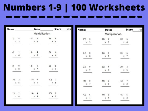 math multiplication worksheets 400 practice math worksheets etsy