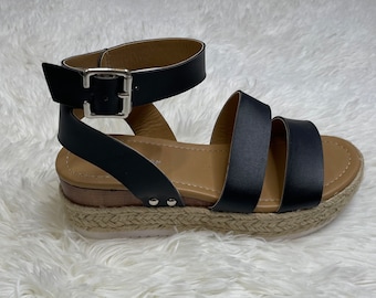 Black Wedge Sandals
