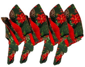 Cloth Napkins and Placemats  Set of 4, 6, 8 or 10 Made of Cotton Christmas Home Decor Poinsettia NS01