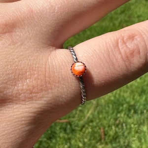 Spiny Oyster Stacking Ring: Sterling Silver Rope Band, Western Boho Jewelry