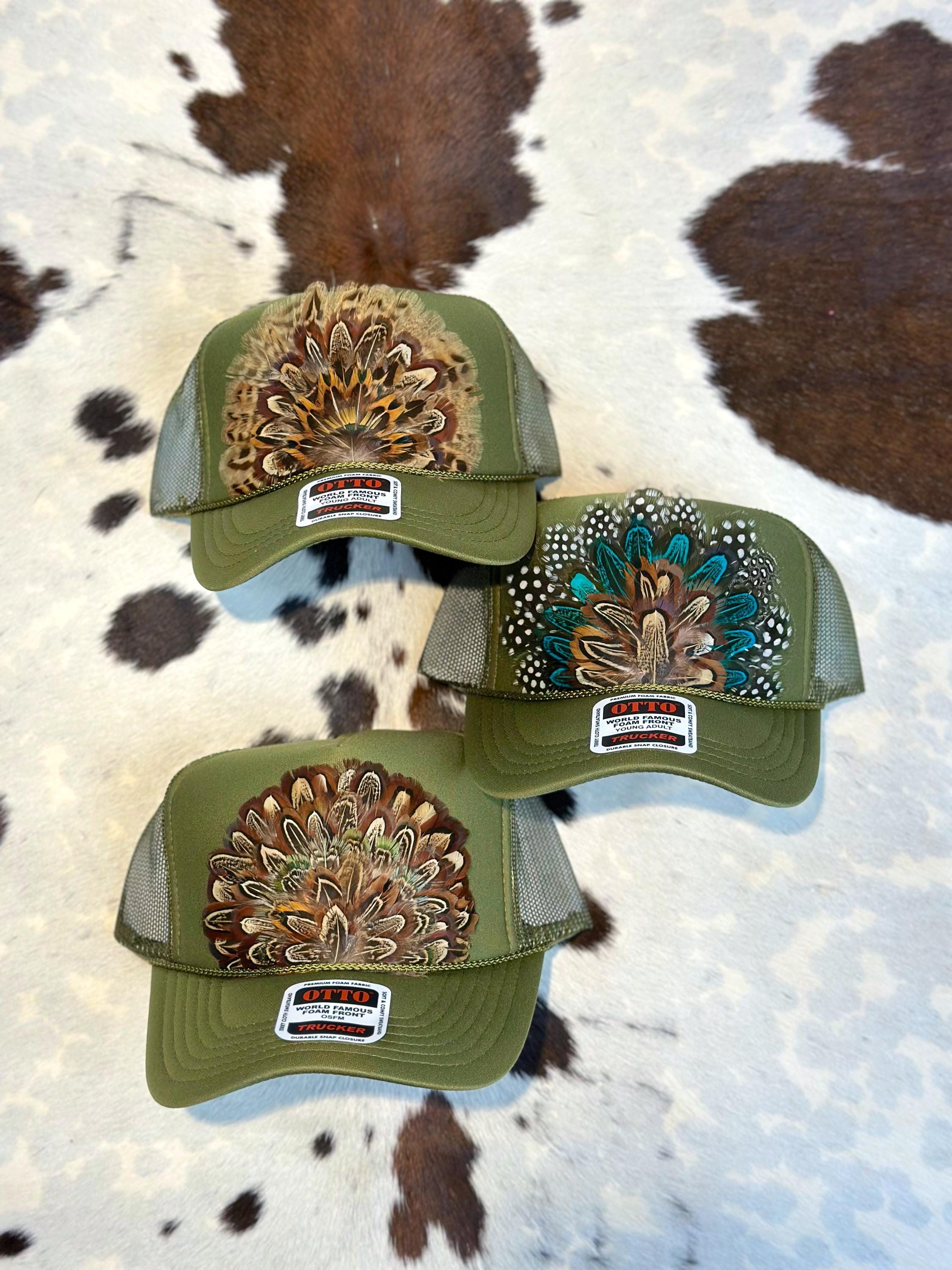 Feather Trucker Hat Green - Etsy