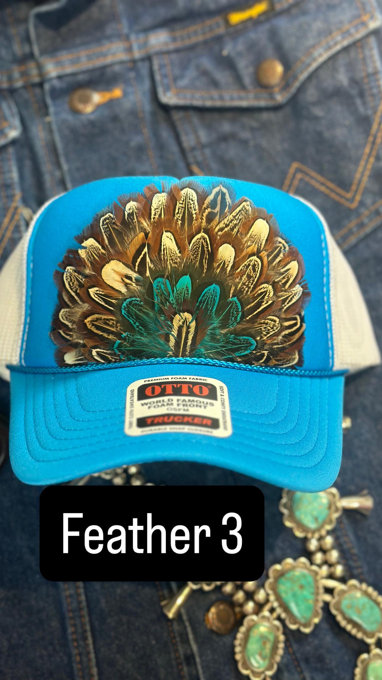 Feather Trucker Hat Blue and White - Etsy
