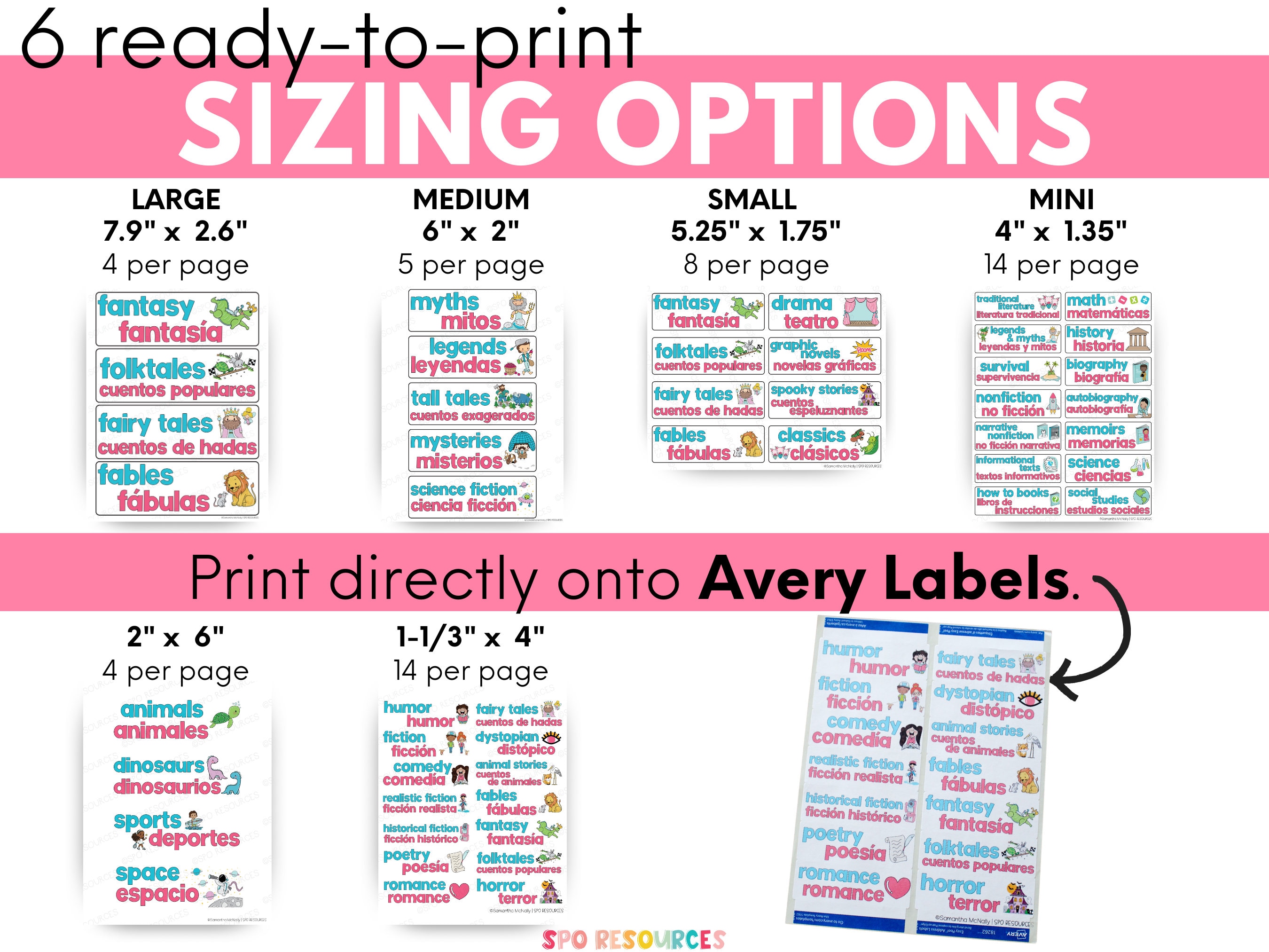Topic Lables Bilingual Classroom Library Labels | Blue/red Font | Dual-language ...