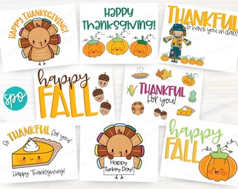 Thanksgiving Cards for Students: Gift Tag Labels, Fall Coloring Pages (Digital Download)