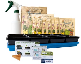 Hydroponic Sectional Microgreens Growing Kit - Grow Micro Greens & Herbs Indoor Gardening: All Supplies - Seeds, Trays, Instructions, Etc.