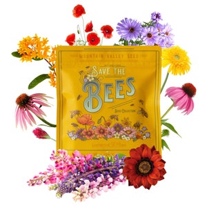 Package of 80,000 Wildflower Seeds - Save The Bees Wild Flower Seeds Collection - 19 Varieties of Pure Non-GMO Flower Seeds for Planting