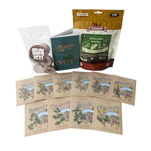 Culinary Herb Seeds Outdoor & Indoor Herb Garden Kit - 10 Herb Garden Seeds for Planting and 8 Instant Soil Pucks