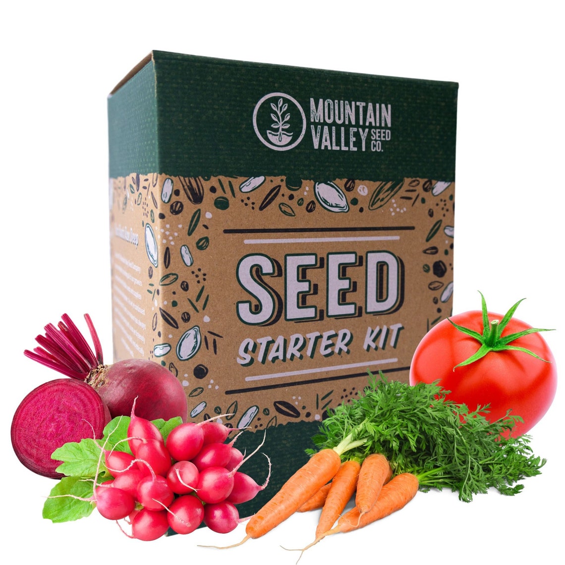 Salad & Vegetable Garden Seed Starter Kit Deluxe 12 Nongmo Varieties