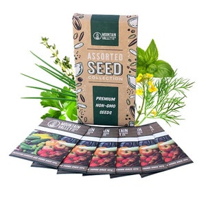 Culinary Herb Seeds Garden Collection | Basic Assortment | 6 Non-GMO Seed Packets: Basil, Dill, Oregano, Parsley, Chives & Mustard